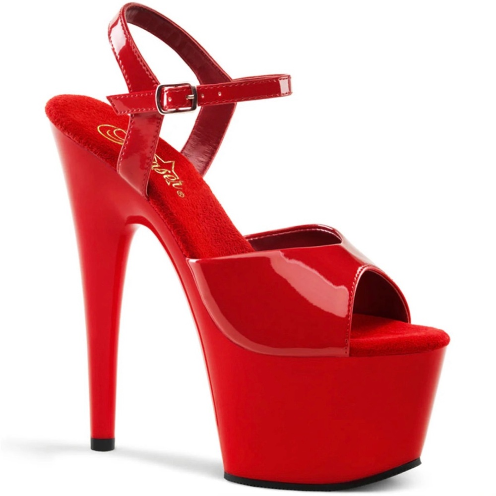 Pleaser Glossy Red Platform Heels
